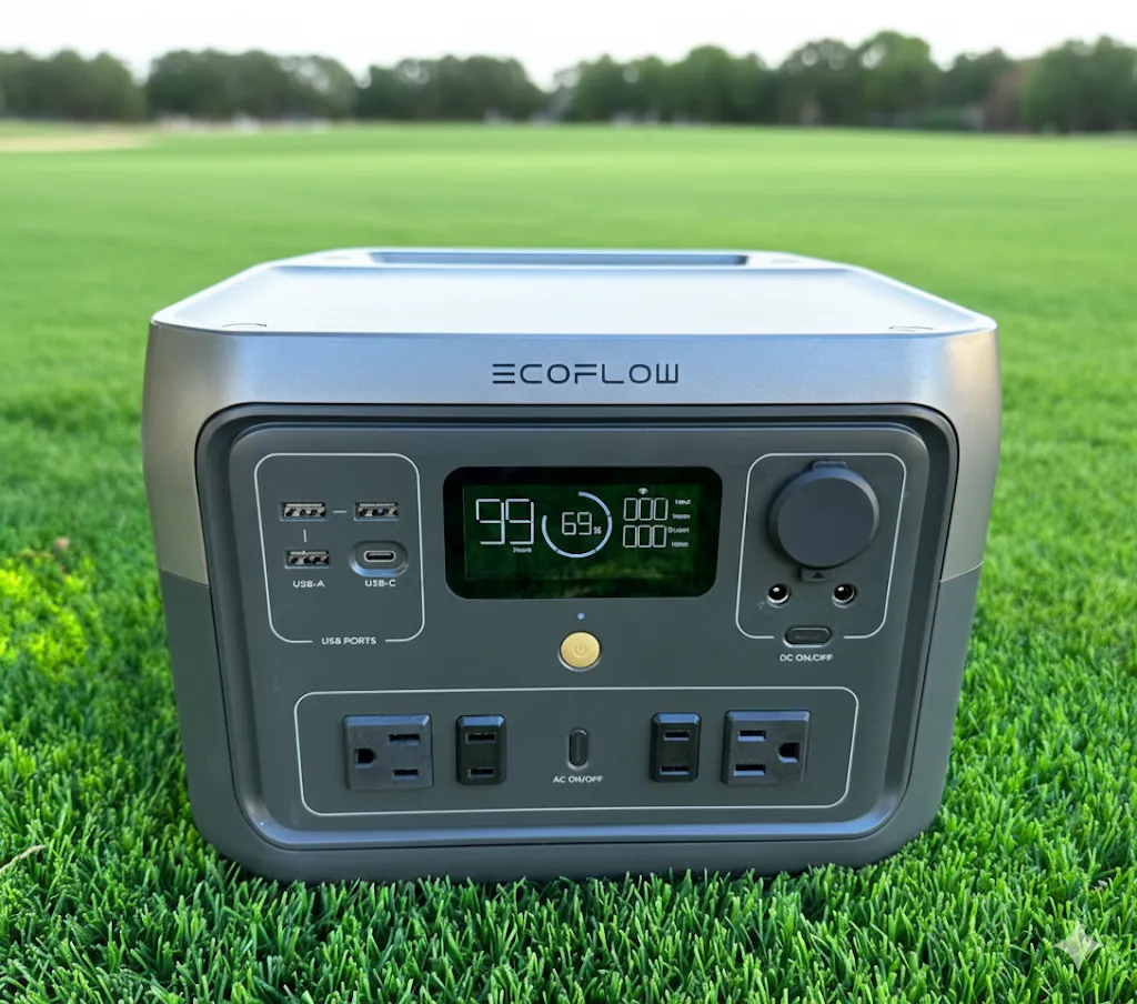 An EcoFlow RIVER 2 Max portable power station.
